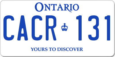 ON license plate CACR131