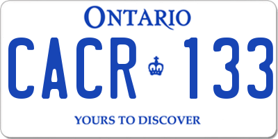 ON license plate CACR133