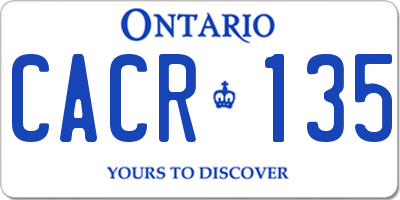 ON license plate CACR135