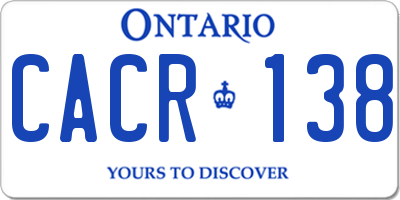 ON license plate CACR138