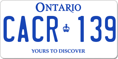 ON license plate CACR139