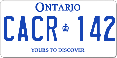 ON license plate CACR142