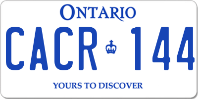 ON license plate CACR144