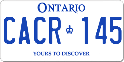 ON license plate CACR145