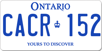 ON license plate CACR152