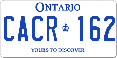 ON license plate CACR162