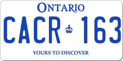 ON license plate CACR163