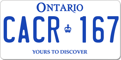 ON license plate CACR167