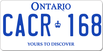 ON license plate CACR168