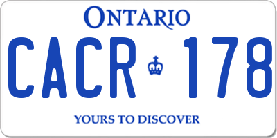 ON license plate CACR178