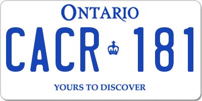 ON license plate CACR181