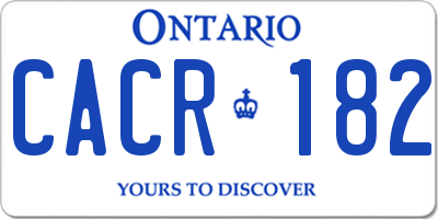 ON license plate CACR182