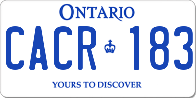 ON license plate CACR183