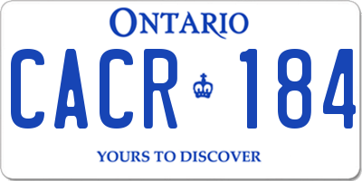 ON license plate CACR184