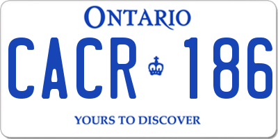 ON license plate CACR186