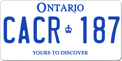 ON license plate CACR187