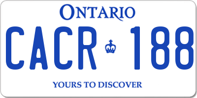 ON license plate CACR188