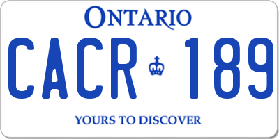 ON license plate CACR189