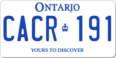 ON license plate CACR191