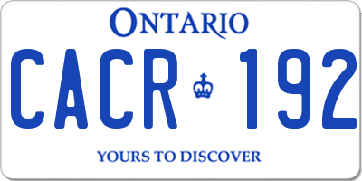 ON license plate CACR192