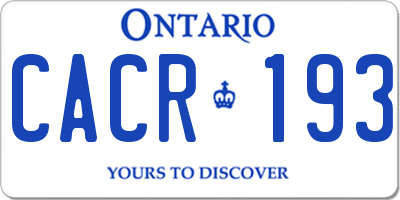 ON license plate CACR193