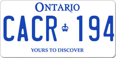 ON license plate CACR194