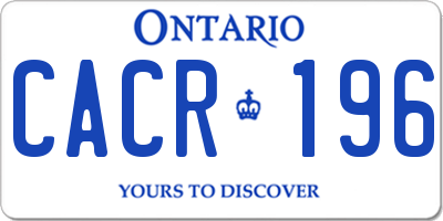 ON license plate CACR196