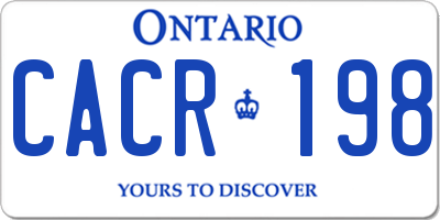 ON license plate CACR198