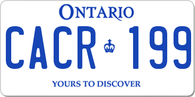 ON license plate CACR199