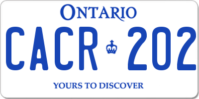 ON license plate CACR202