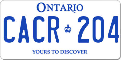 ON license plate CACR204