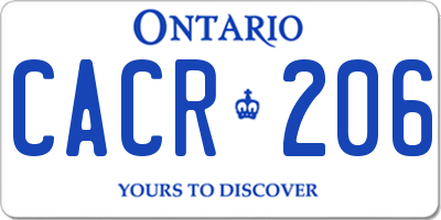 ON license plate CACR206