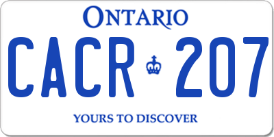 ON license plate CACR207