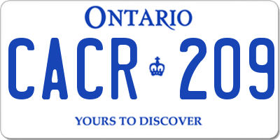 ON license plate CACR209