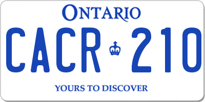 ON license plate CACR210