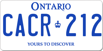 ON license plate CACR212