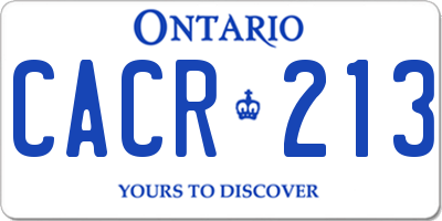 ON license plate CACR213