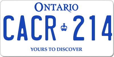 ON license plate CACR214