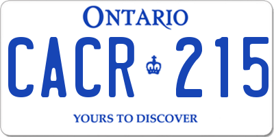 ON license plate CACR215