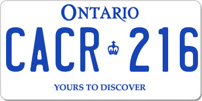 ON license plate CACR216