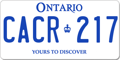 ON license plate CACR217