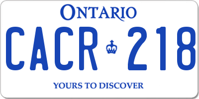 ON license plate CACR218