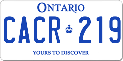 ON license plate CACR219