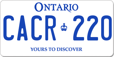 ON license plate CACR220