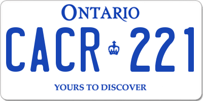 ON license plate CACR221