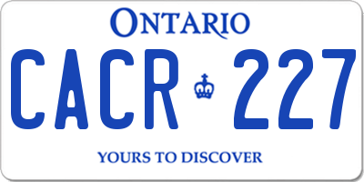 ON license plate CACR227