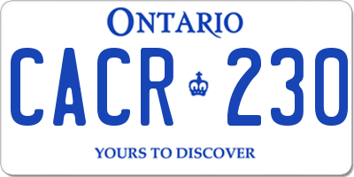 ON license plate CACR230