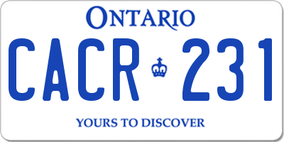 ON license plate CACR231