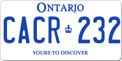 ON license plate CACR232