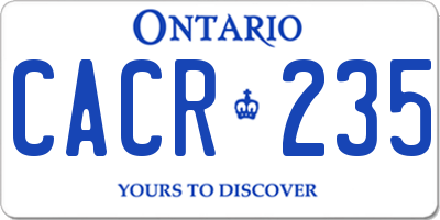 ON license plate CACR235